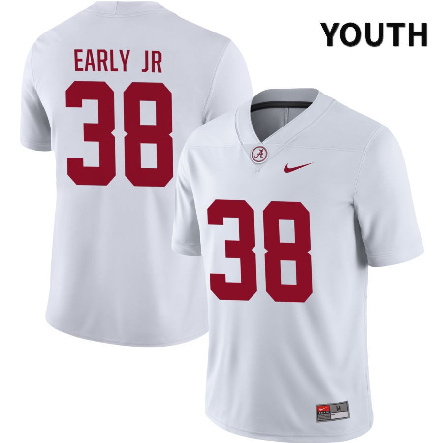 Alabama Crimson Tide Youth Marcus Early Jr #38 NIL White 2022 NCAA Authentic Stitched College Football Jersey GD16Q60NW